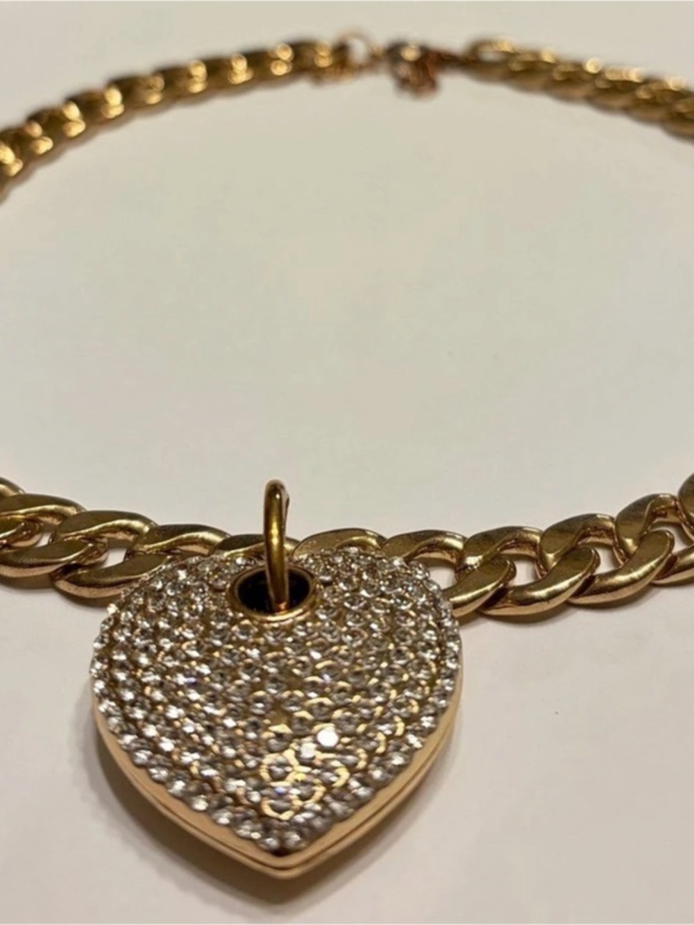 Gold-Tone Pavé Padlock Necklace in Gold & Silver